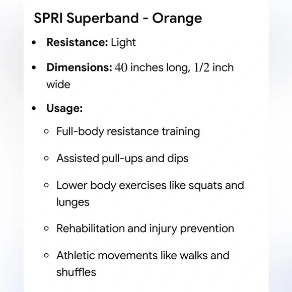 SPRI Orange Resistance Band, Fitness Band Light Resistance - Picture 4 of 7